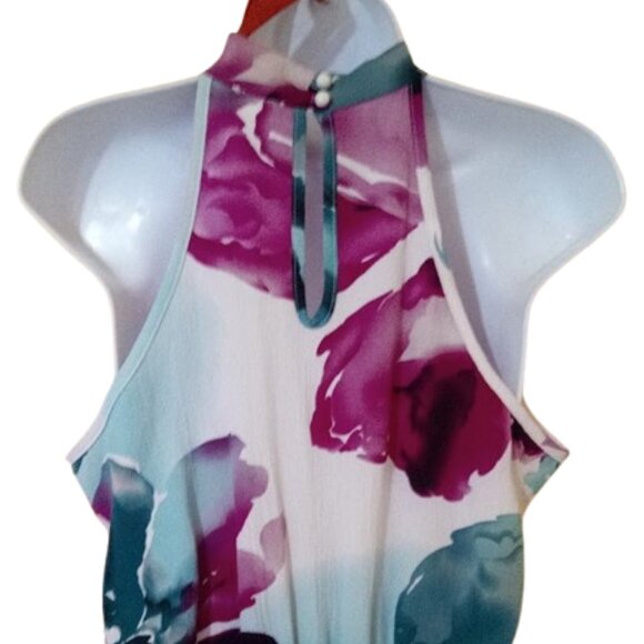 --- Multicolor Halter Floral Dress Size Large - Picture 3 of 3